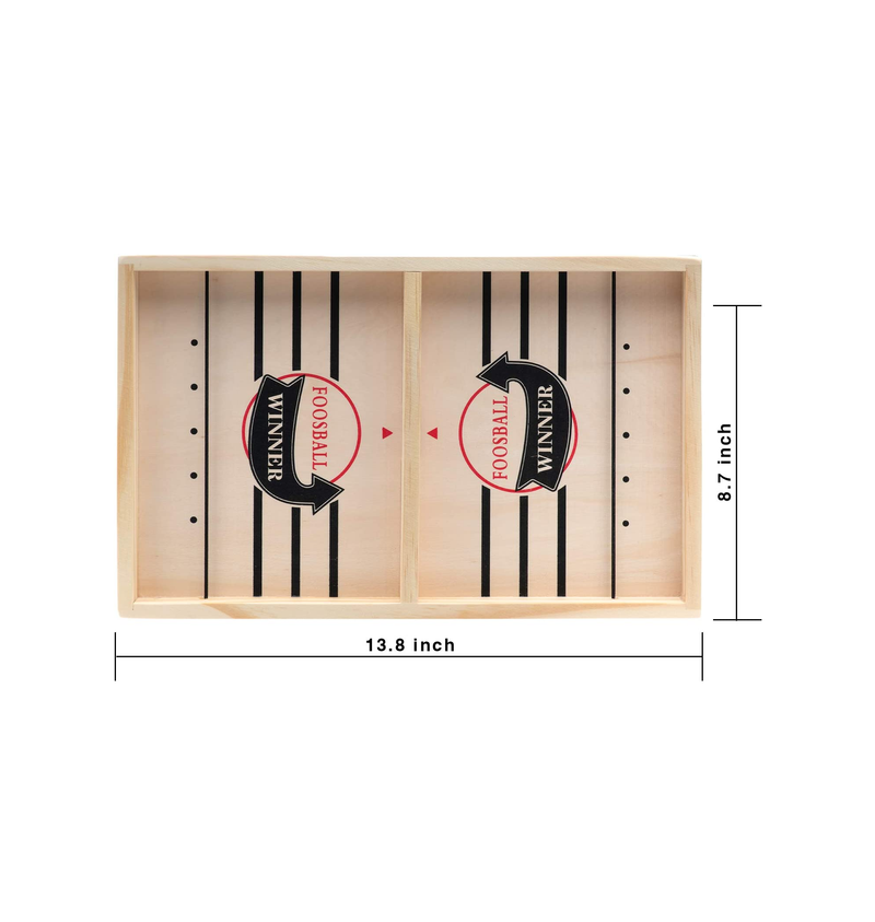 PUBGAMER Fast Puck Game Sling Games Fast Puck Table Game Paced Puck Winner Wood Board Sport Toys Small Size Suitable for Kids Child & Family Come with Spare Piece and Spring Rope