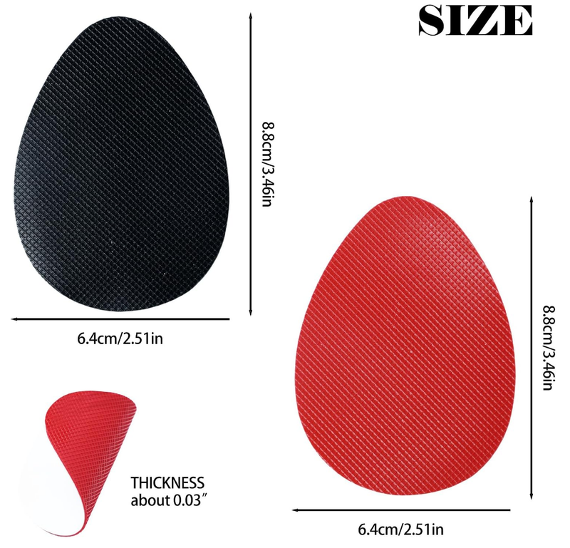6-Pair Shoe Grip Pads - Shoe Sole Rubber Grip Textured Rubber Sole Protectors for Heel & Forefoot, Black and Red Bottom Cushion
