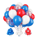 Paready Red and Blue Latex Balloons 30 Pcs 12 Inch White and Red Blue Confetti Balloons