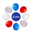 Paready Red and Blue Latex Balloons 30 Pcs 12 Inch White and Red Blue Confetti Balloons