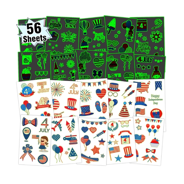 Uptotop 4th of July Make A Face Stickers for Kids 36 Sheets 6 Patterns