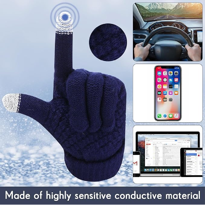 Pasimy 24 Pcs Winter Beanie Hat Scarf Touchscreen Gloves Set Knit Slouchy