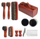 Picowe 13 PCS Shoe Shine Kit, Leather Boot Care Set with Real Wood Handle & Horsehair Brush, Black & Neutral Polish, Portable Travel Shoe Cleaning Kit