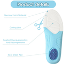 2 Pairs Kids Memory Foam Insoles, Cropable Kids Insoles Soft Comfortable Shoe Insoles Shock Absorption Insoles