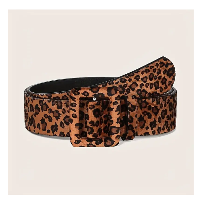 Plus Size Leopard Print Belt Faux Leather Decorative Wide Waistband Vintage Dress Coat Girdle For Women