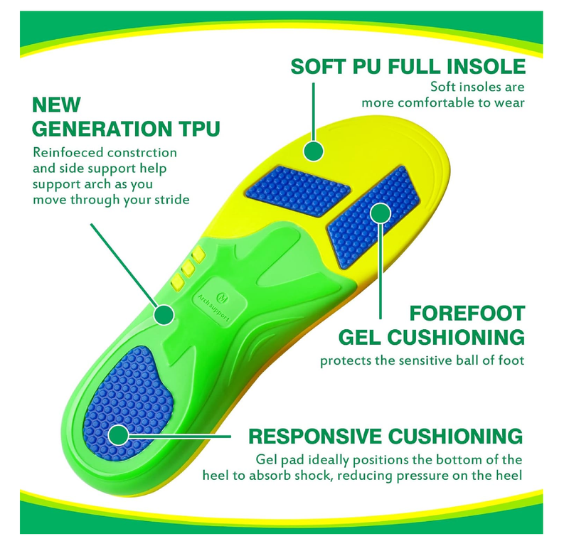 Arch Support Plantar Fasciitis Insoles - Heavy Duty Orthotic Inserts for Flat Feet,