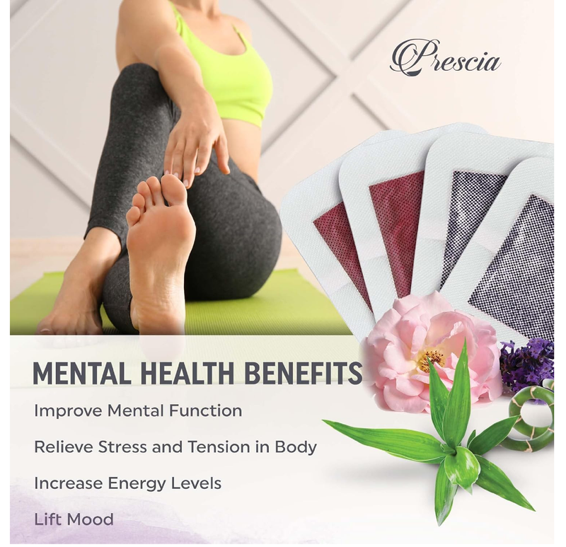 Prescia Lavender n’ Rose Foot Pads - Natural Bamboo Vinegar Cleansing for Relaxing Foot Care,