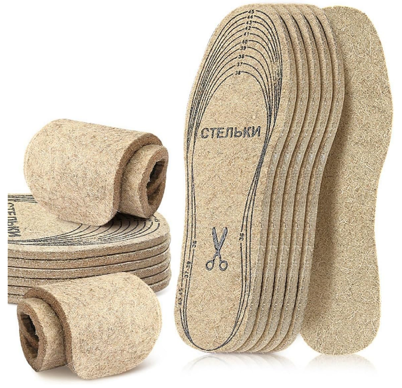 Wool Felt Insoles, 3 Pair Soft Felt Warm Shoe Insoles for Boots, 65mm Thick, Freely Cut, One Size Fits Most
