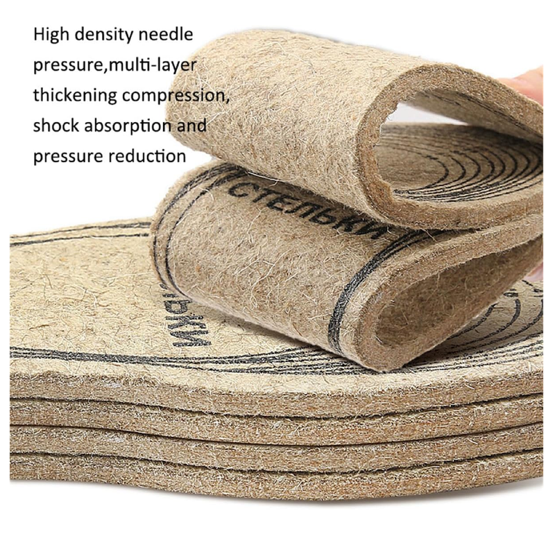 Wool Felt Insoles, 3 Pair Soft Felt Warm Shoe Insoles for Boots, 65mm Thick, Freely Cut, One Size Fits Most