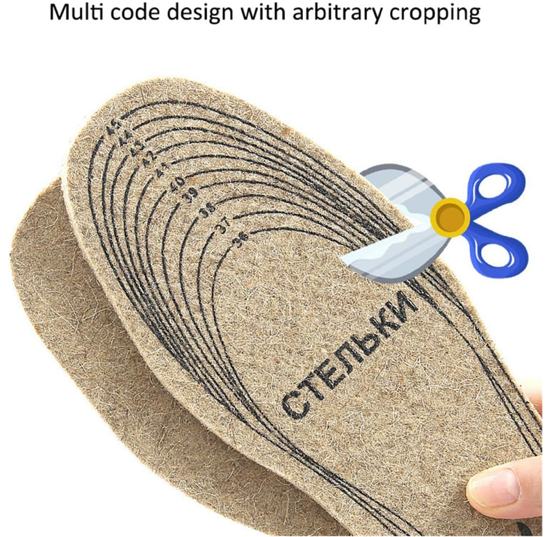 Wool Felt Insoles, 3 Pair Soft Felt Warm Shoe Insoles for Boots, 65mm Thick, Freely Cut, One Size Fits Most