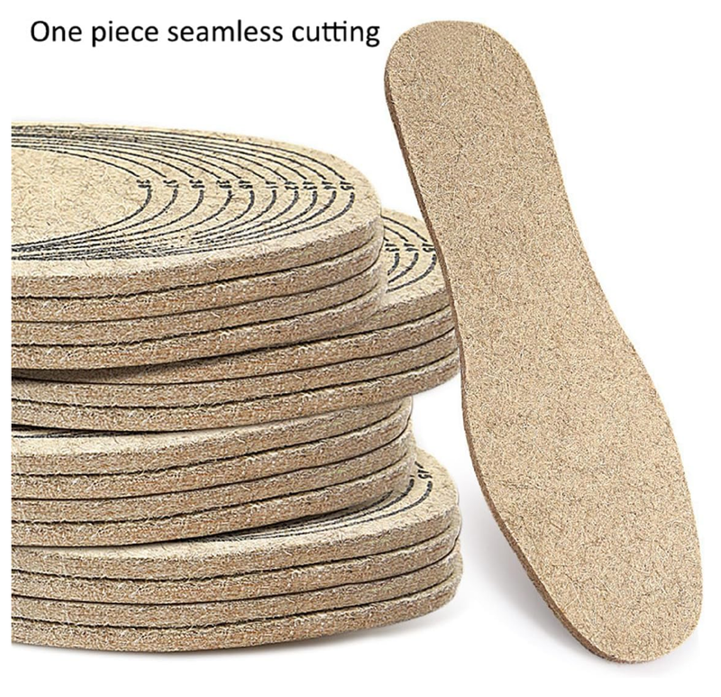 Wool Felt Insoles, 3 Pair Soft Felt Warm Shoe Insoles for Boots, 65mm Thick, Freely Cut, One Size Fits Most