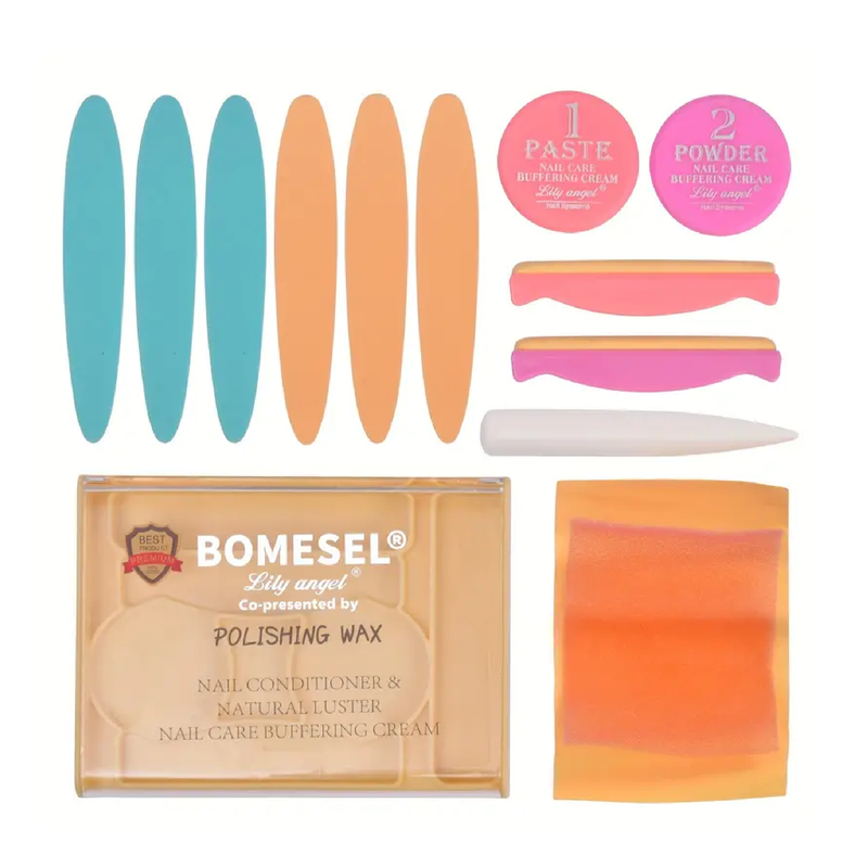 Professional Nail Polishing Paste Set Include Nail Conditioner Nail Buffer Cream&Natural Luster,Wool Buffing Buffer Tools