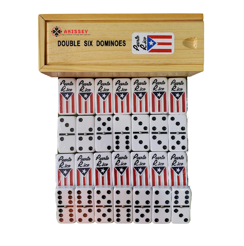 Puerto Rico Dominoes Puerto Rican Dominoes with Flag Engraved Puerto Rico Dominos with a Scorecard Coqui Patch and Boricua Pride Keyfob