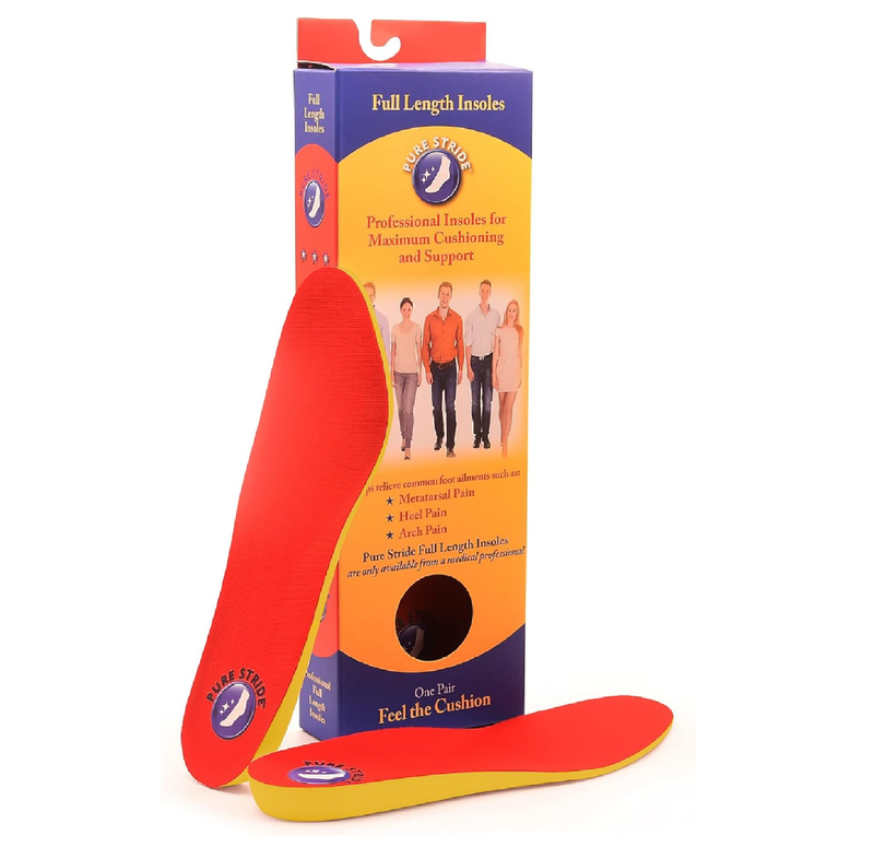 Pure Stride Professional Full Length Insoles, Comfort Insoles, Shoe Insert & Support for Metatarsals,