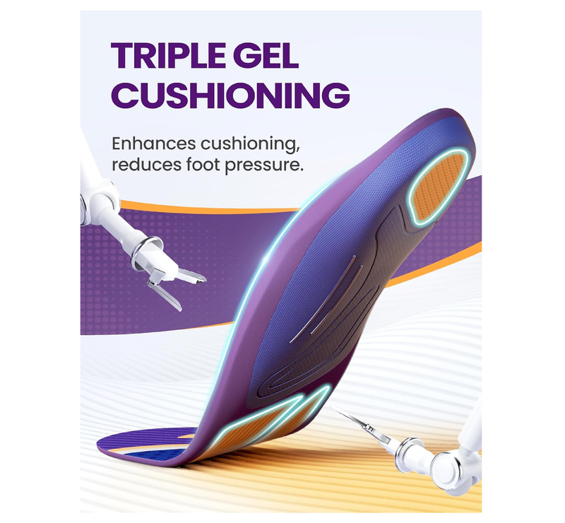 Shoe Cushions Inserts, QBK Flat Feet Insoles for Solving Heel Pain, Heel Spur, Back Pain, Achilles Tendonitis, Comfort S