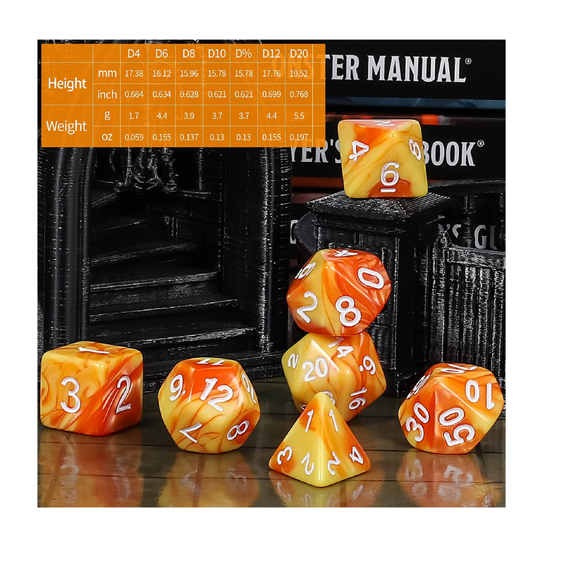 QMay DND Dice Se 25x7 175pcs Polyhedral Dice Compatible with Dungeons and Dragons D&D RPG MTG Table Games 25 Sets of 7 dice and a dice Bag