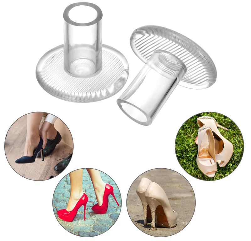 QWORK Anti-Slip Flexible Rubber Heel Protectors for Shoes, Set of 21 Pairs in 3 Sizes, Enhanced Stability and Sound Reduction