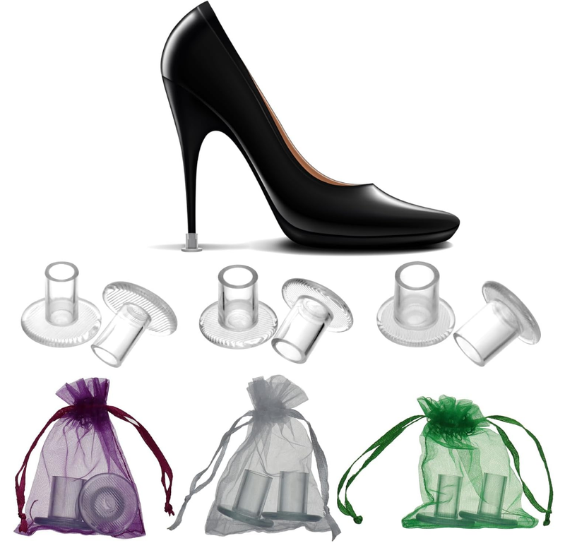 QWORK Anti-Slip Flexible Rubber Heel Protectors for Shoes, Set of 21 Pairs in 3 Sizes, Enhanced Stability and Sound Reduction