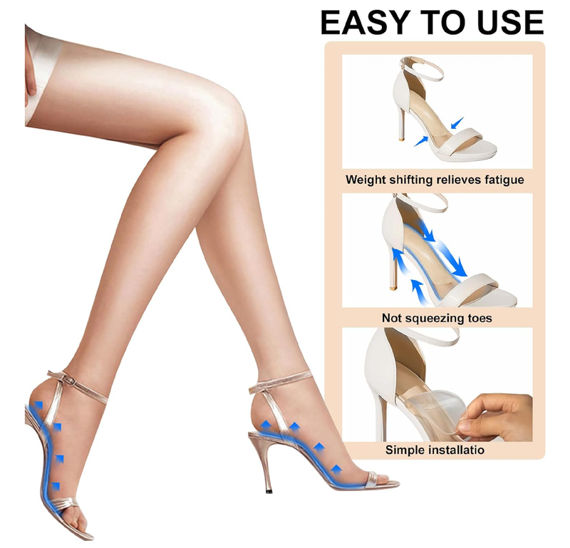 Heel Inserts for Women - Weight Shifting Insoles for High Heels, Gel Inserts Comfort Pads for Foot Pain
