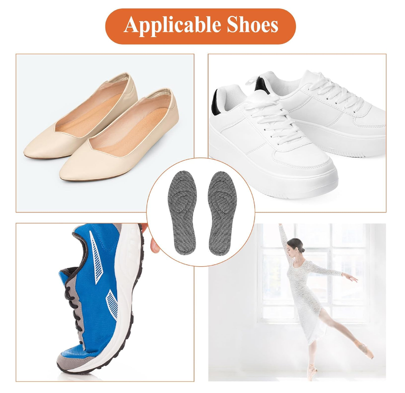 1 Pair Memory Foam Insoles Soft Massage Shoe Inserts Replacement Full-Foot Responsive Cushioning Shoe Soles