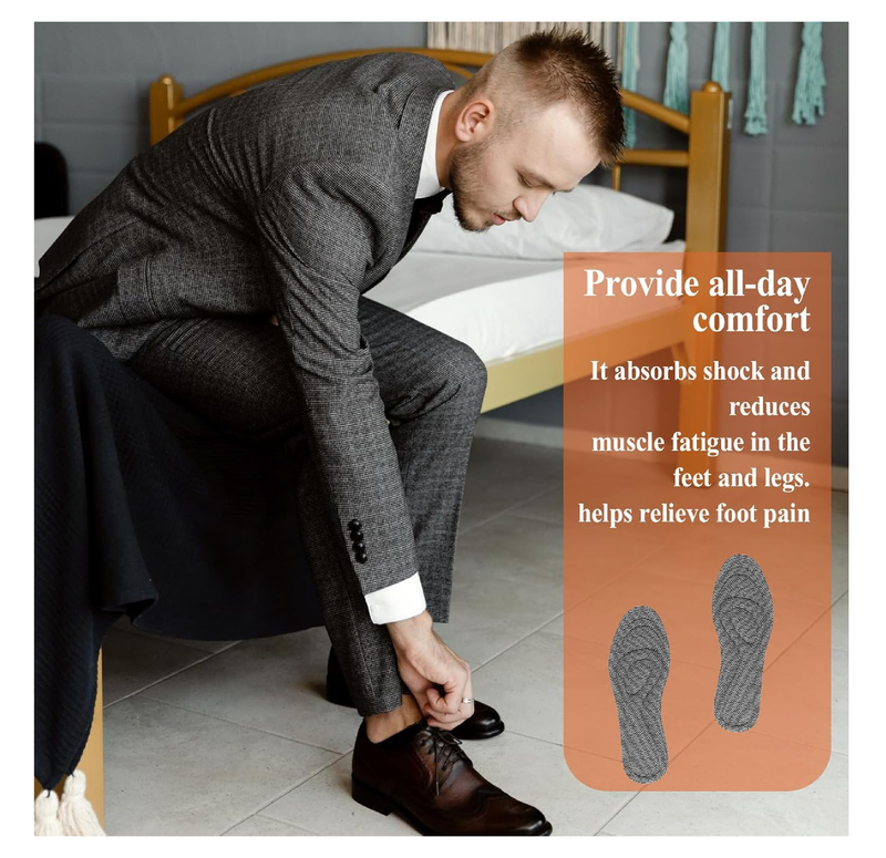 1 Pair Memory Foam Insoles Soft Massage Shoe Inserts Replacement Full-Foot Responsive Cushioning Shoe Soles