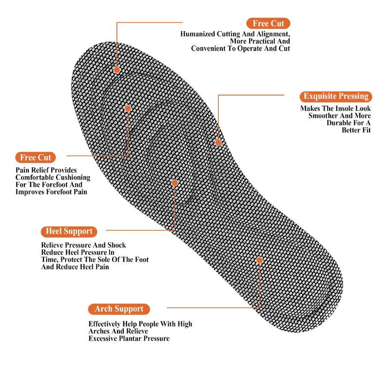 1 Pair Memory Foam Insoles Soft Massage Shoe Inserts Replacement Full-Foot Responsive Cushioning Shoe Soles