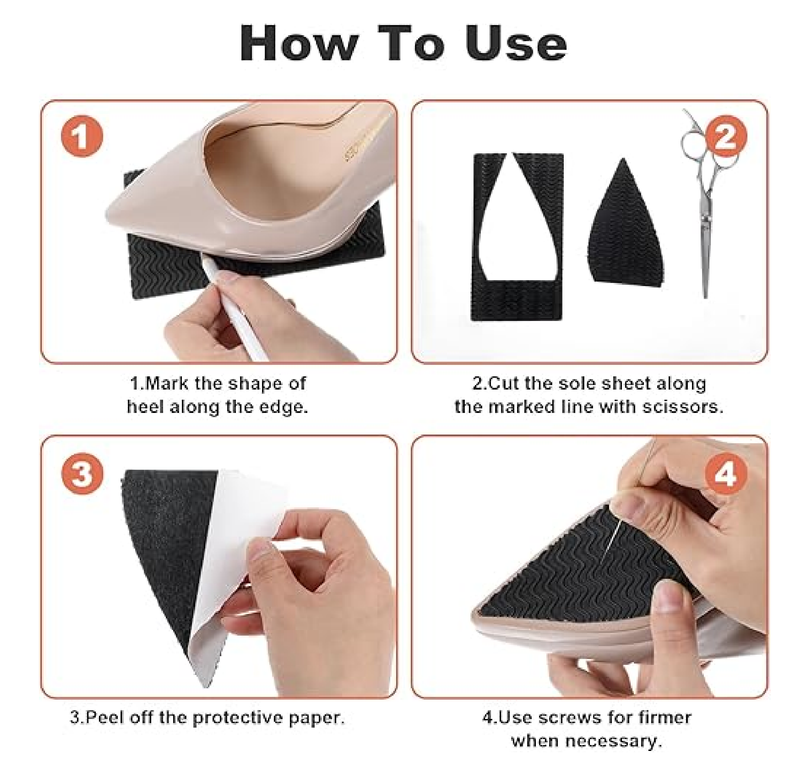 4 Pcs Shoe Heel Repair Kit Shoe Repair Rubber Heel Pads Replacement Sole Protectors Adhesive