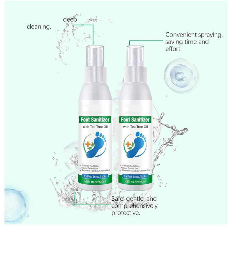 Foot Sanitizer Spray with Tea Tree Oil,Clear Foot Sanitizer Spray,Tea Tree Oil for Foot & Shoe Freshness (2PCS)