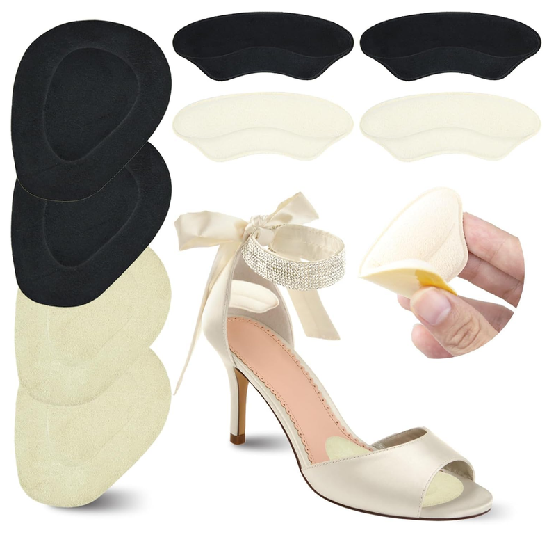 Women's Metatarsal Pads & Heel Cushion Pads (2 Pairs Each), Ball of Foot Cushions for Foot Pain Relief,