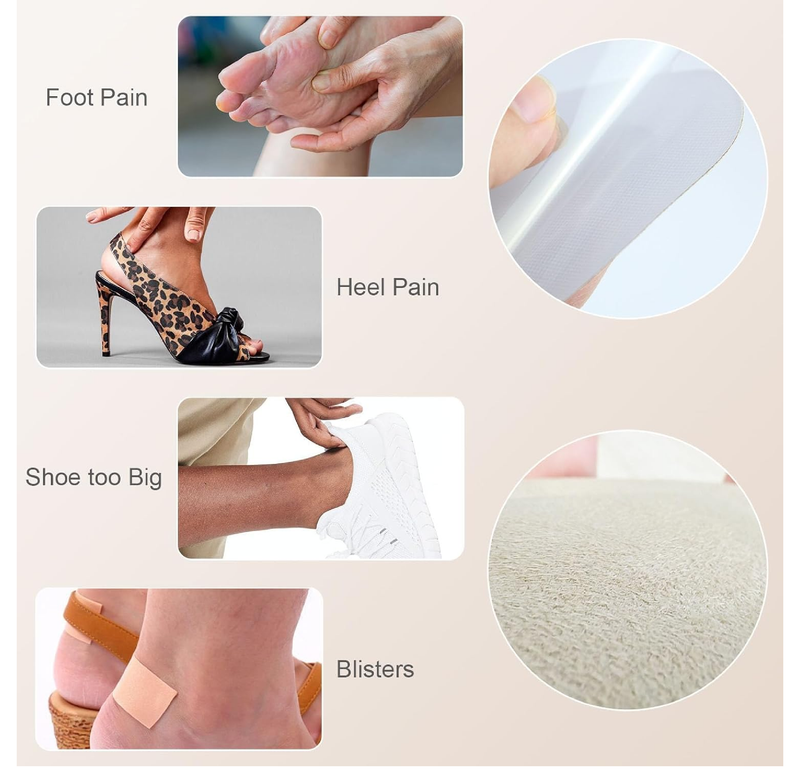 Women's Metatarsal Pads & Heel Cushion Pads (2 Pairs Each), Ball of Foot Cushions for Foot Pain Relief,
