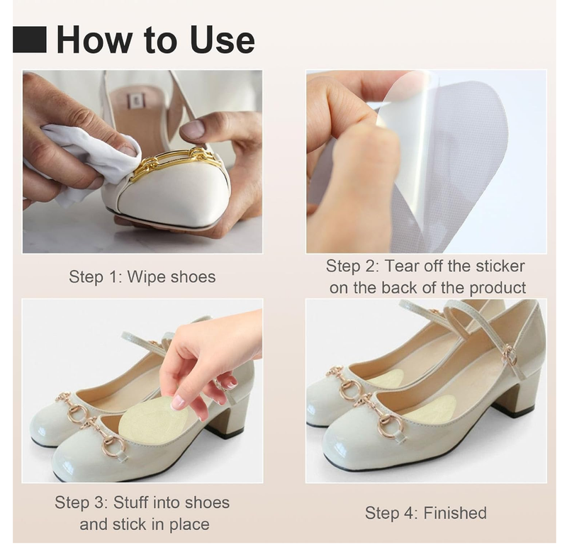 Women's Metatarsal Pads & Heel Cushion Pads (2 Pairs Each), Ball of Foot Cushions for Foot Pain Relief,