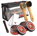 RED MOOSE Full Leather Shoe Polish Kit – 2x Brush, Buffing Cloth, Travel Case, Laces