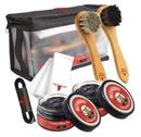 RED MOOSE Full Leather Shoe Polish Kit – 2x Brush, Buffing Cloth, Travel Case, Laces