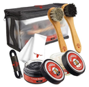 RED MOOSE Full Leather Shoe Polish Kit – 2x Brush, Buffing Cloth, Travel Case, Laces