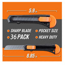 REXBETI 36-Pack Utility Knives | Shrink Box Cutter For Cardboard Boxes | cCardboard And Boxes | 18mm Sharp Razor Blade