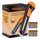 REXBETI 12-Pack Utility Knives | Shrink box Cutter For Cardboard Boxes | Cardboard And Boxes | 18Mm Sharp Razor Blade