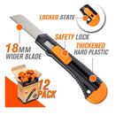 REXBETI 12-Pack Utility Knives | Shrink box Cutter For Cardboard Boxes | Cardboard And Boxes | 18Mm Sharp Razor Blade