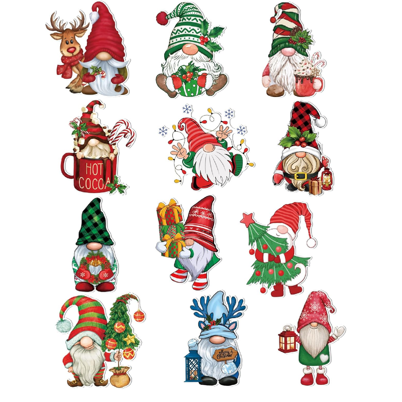 RINOLY 12Pcs Gnome Christmas Magnets for Fridge,Christmas Gnome Refrigerator Magnets Decoration,Gnome Magnet for Door Refrigerator Mailbox Garage Metal Door Decor