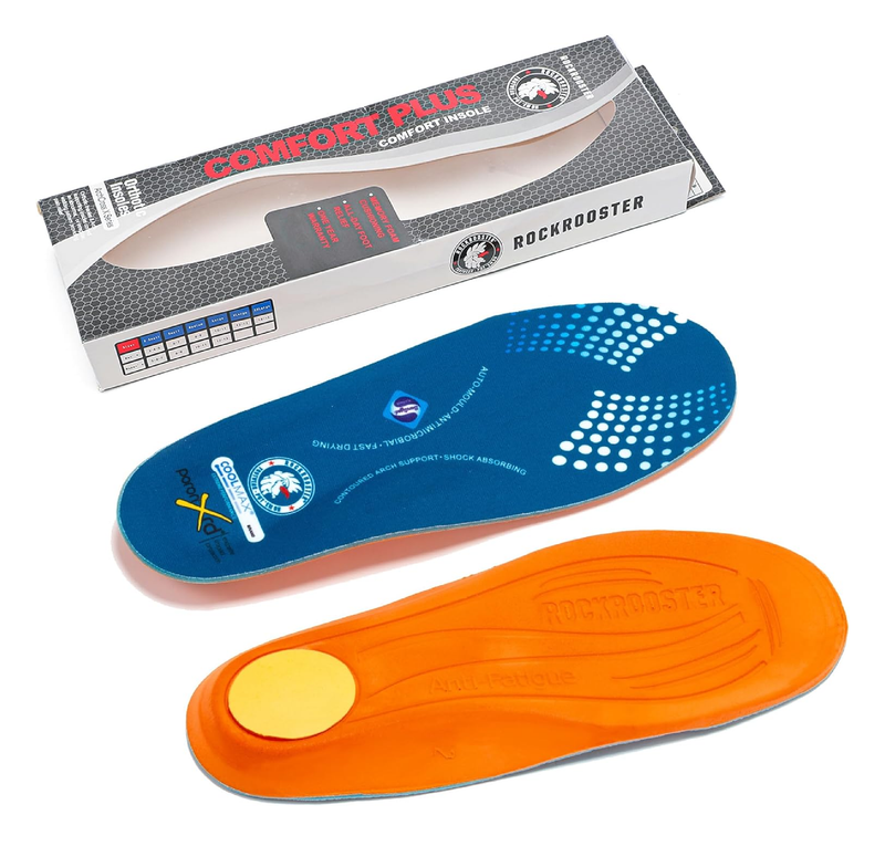 ROCKROOSTER Memory Foam Anti-Fatigue Insoles for Work Boots, Heavy Duty Support Inserts for Men & Women, Arch Support,