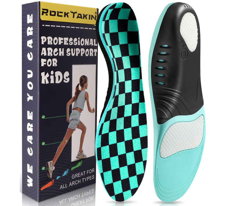 ROCKTAKIN Kids Arch Support Shoe Insoles, Plantar Fasciitis Orthotic Inserts Strong Support for Children's High Arch,