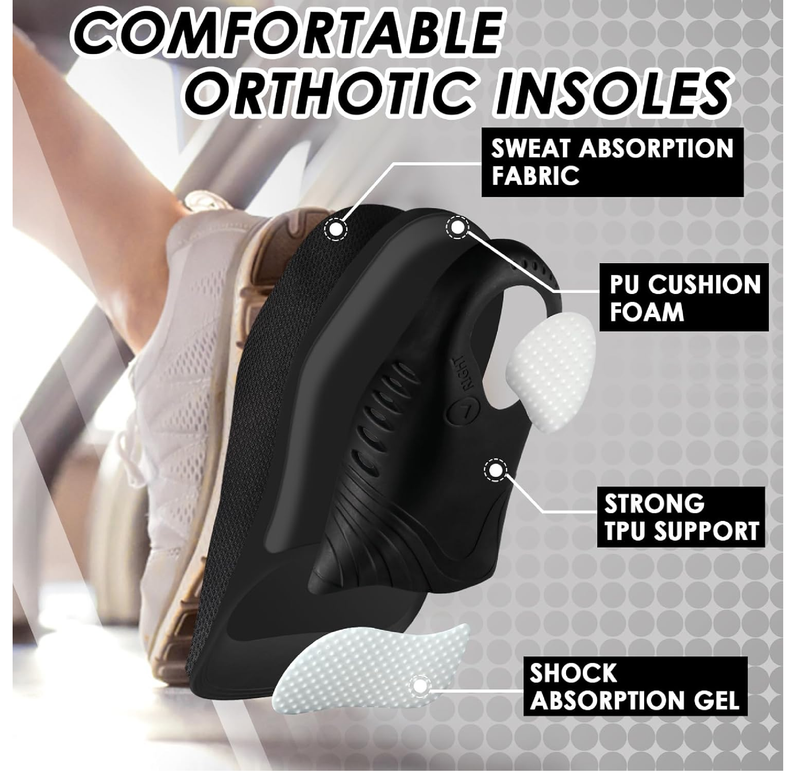 ROCKTAKIN Kids Arch Support Shoe Insoles, Plantar Fasciitis Orthotic Inserts Strong Support for Children's High Arch, Flat Feet Pain Relief, Foot Pronation