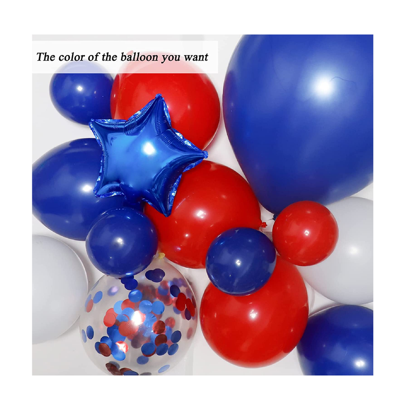 RUBFAC Baseball Party Balloons 140pcs Red White and Blue Balloon Garland Kit Graduation Party Supplies Patriotic Balloon Arch for 4th of July Decorations Nautical Party