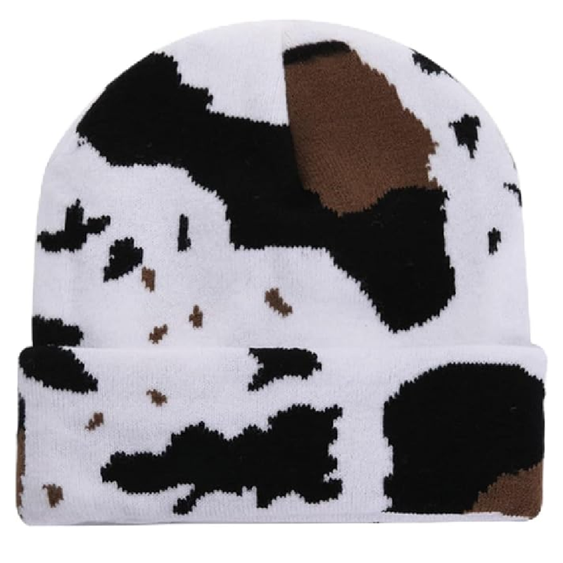 RZAREV Cow Print Beanie | Cute Cow Print Highland Cow Beanies Hat | Beanie Hats