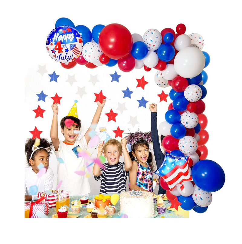 Red White and Blue Balloon Garland Kit Patriotic Latex Balloons Independence Day Foil Balloons Fourth of July Independence