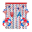 Red White and Blue Balloons Party Decorations with Patriotic Theme Foil Fringe Curtain for Graduation Party Supplies