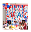 Red White and Blue Balloons Party Decorations with Patriotic Theme Foil Fringe Curtain for Graduation Party Supplies