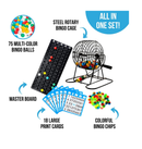 Regal Games  Deluxe Bingo Set Includes Bingo Cage Master Board 18 Mixed Cards 75 Calling Balls Colorful Chips Ideal for Large Groups Parties