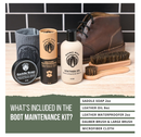 Leather Boot Care Kit - Boot Oil, Waterproofer, Boot Scrub (Like Saddle Soap), Brushes and Cloth