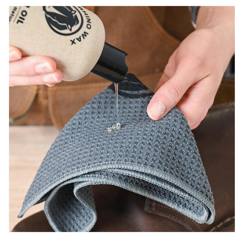 Leather Boot Care Kit - Boot Oil, Waterproofer, Boot Scrub (Like Saddle Soap), Brushes and Cloth