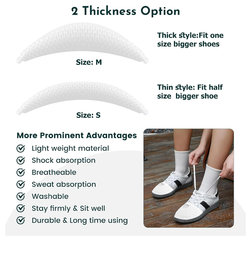 Riootlnm Comfort Fillers for Shoe Too Big, Spacers Cushions Pads for Loose Shoes, Size Reducer Made Shoe Fit Smaller,